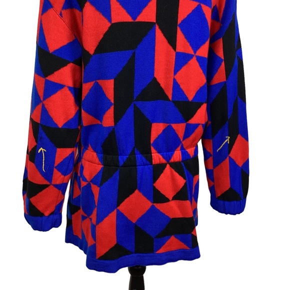 ESCADA by Margaretha Key Merino Wool Sweater Dress Germany Aztec - Picture 12 of 15